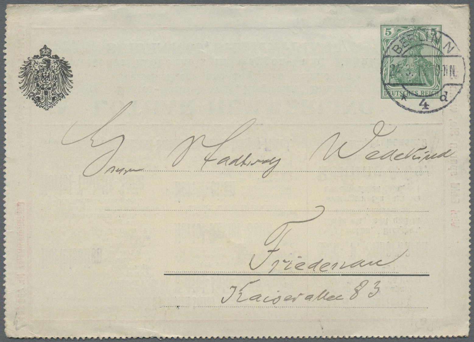 GA Thematik: Anzeigenganzsachen / Advertising Postal Stationery: 1913, Dt. Reich. Privat-Anzeigen-Kartenbrief 5 Pf Germa - Non Classificati
