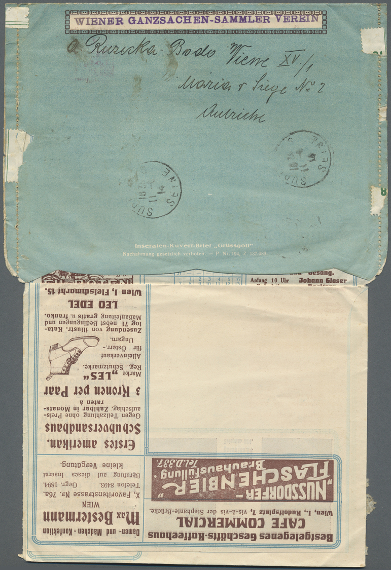 GA Thematik: Anzeigenganzsachen / Advertising Postal Stationery: 1914, Österreich. Anzeigen-Kartenbrief 10 Heller Mit In - Non Classés