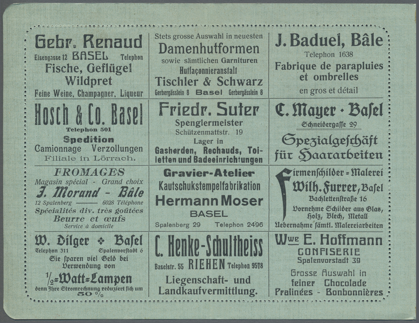 GA Thematik: Anzeigenganzsachen / Advertising Postal Stationery: Schweiz: 1915 (ca.), 10 C. Anzeigen-Kartenbrief Mit Vor - Non Classificati