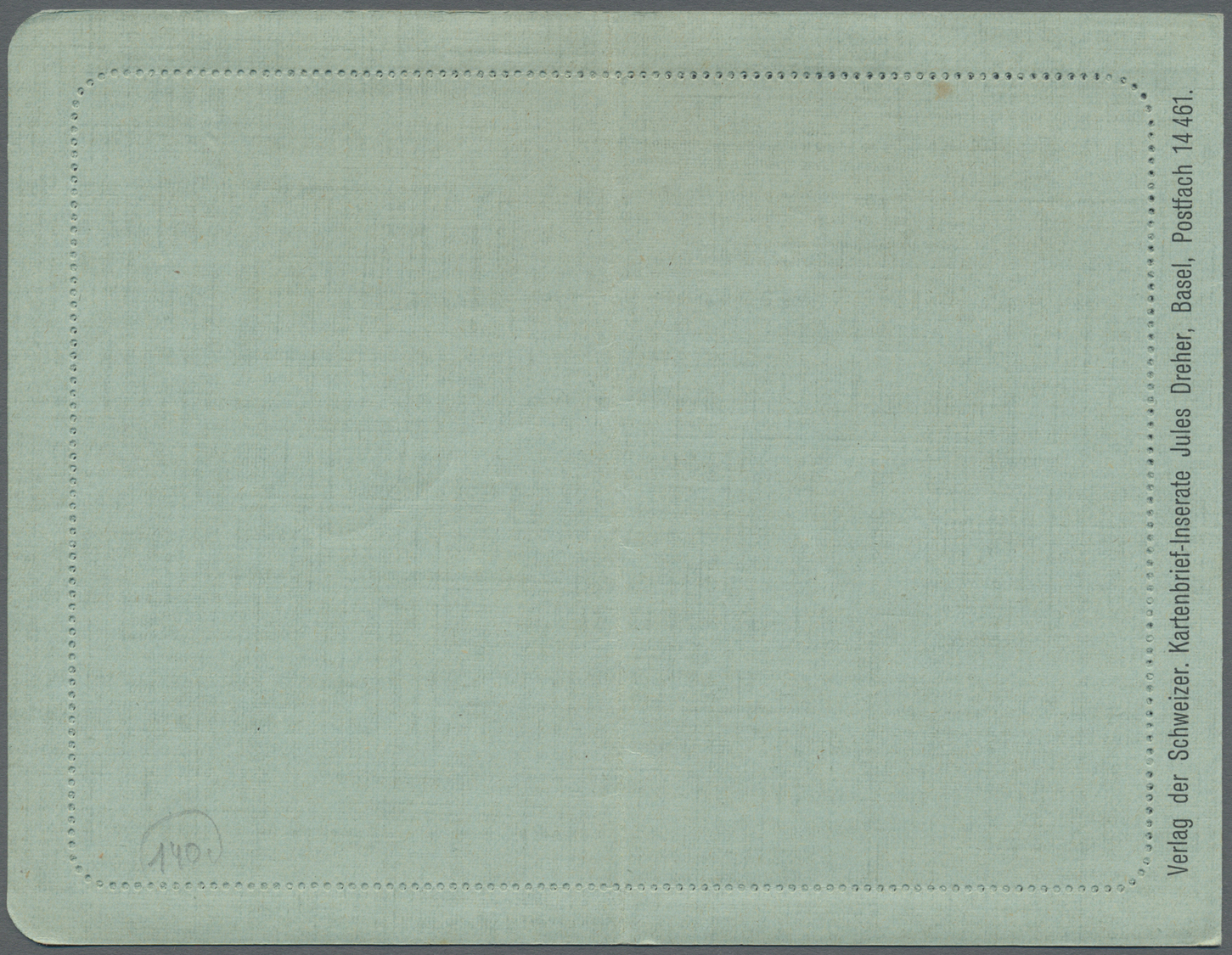 GA Thematik: Anzeigenganzsachen / Advertising Postal Stationery: Schweiz: 1915 (ca.), 10 C. Anzeigen-Kartenbrief Mit Vor - Unclassified