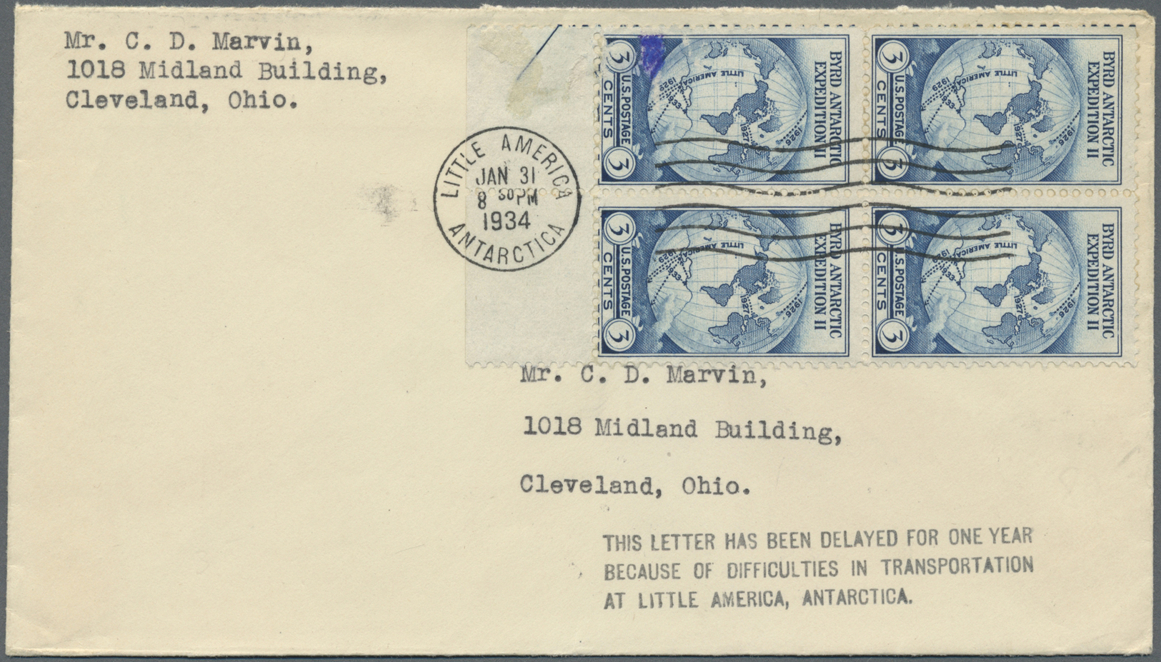 Br Thematik: Arktis & Antarktis / Arctic & Antarctic: 1930/34, Two USA-covers With Cachet "BYRD EXPEDITION" 1930 "Mail D - Other & Unclassified