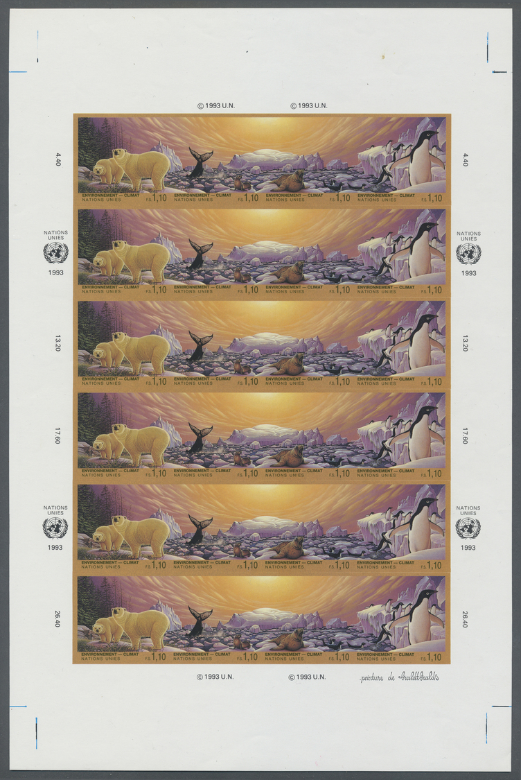 ** Thematik: Arktis & Antarktis / Arctic & Antarctic: 1993, UN Geneva. Pane With 6 Imperforate Strips Of 4 Of The Issue  - Other & Unclassified