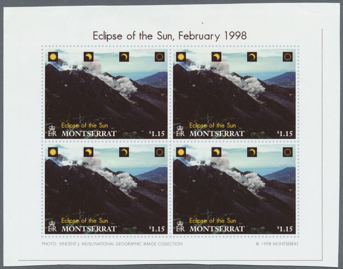 ** Thematik: Astronomie / Astronomy: 1998, Montserrat. Complete Set "ECLIPSE OF THE SUN - FEBRUARY 26, 1998" (4 Values)  - Astronomy