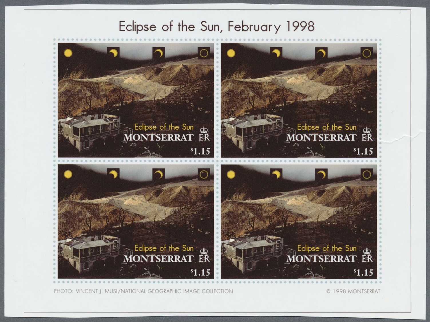 ** Thematik: Astronomie / Astronomy: 1998, Montserrat. Complete Set "ECLIPSE OF THE SUN - FEBRUARY 26, 1998" (4 Values)  - Astronomy