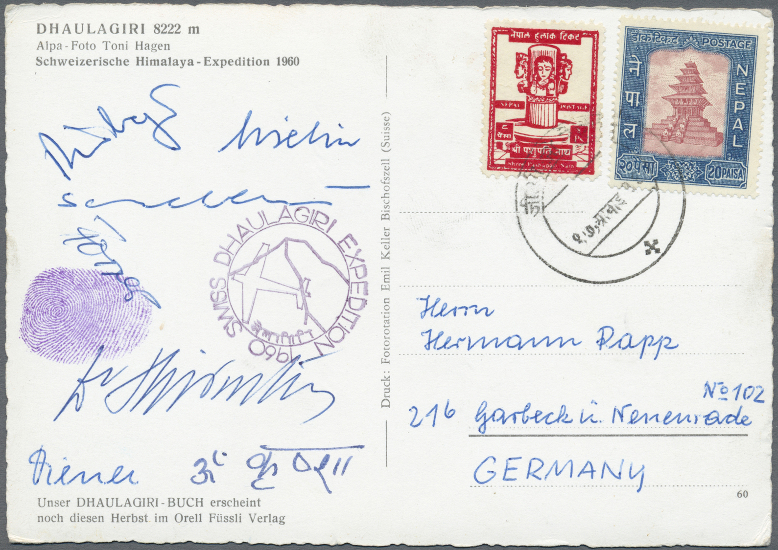 Br Thematik: Bergsteigen / Mountaineering: 1960/1968. Lot von 4 versch. Foto-Ak "Dhaulagiri 8222 m", "Pumo RI 7145 m", "