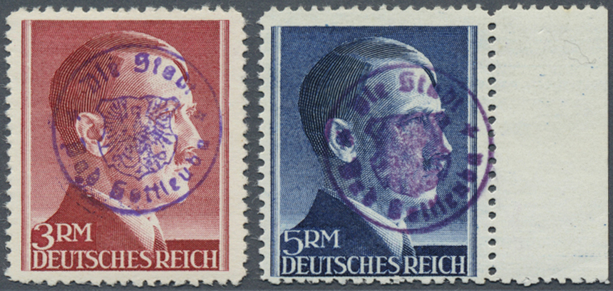 ** Deutsche Lokalausgaben Ab 1945: Bad Gottleuba, 3 RM Und 5 RM Hitler Mit Handstempelaufdruck Postfris - Other & Unclassified