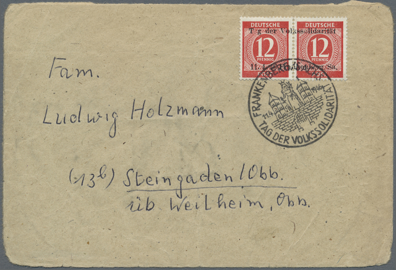 Br Deutsche Lokalausgaben Ab 1945: Frankenberg: 1946, 12 + 12 Pfg. Ziffer Mit Aufdruckfehler "a In Tag - Andere & Zonder Classificatie