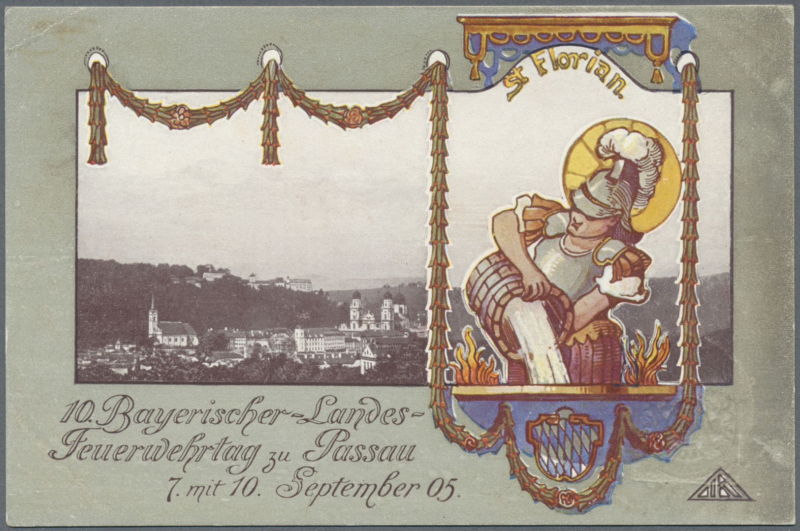 GA Thematik: Feuerwehr / Firebrigade: 1905, Bayern 5 Pfg. Privatganzachenkarte "10. Bayerischer Landes-Feuerwehrtag Zu P - Firemen