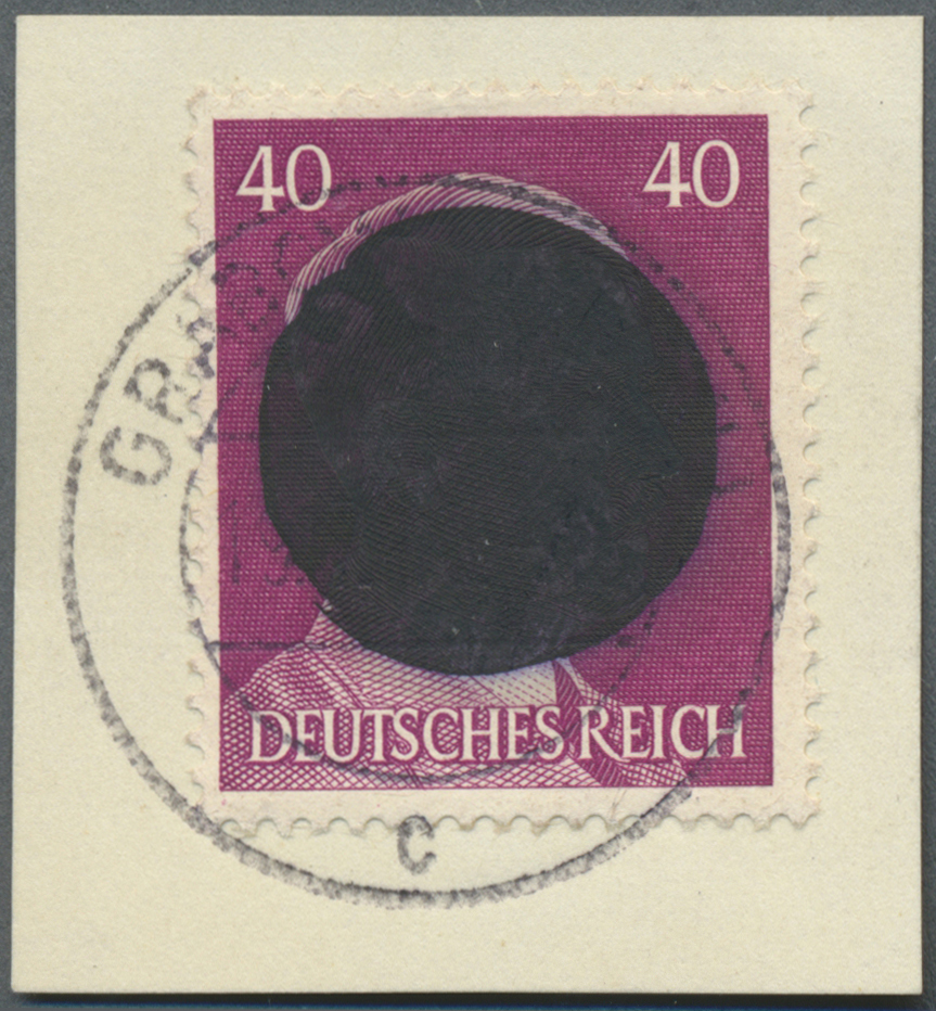 Brfst Deutsche Lokalausgaben Ab 1945: GRABOW, 40 Pfg. Hitler Mit Lokaler Schwärzung Auf Briefstück Gestemp - Altri & Non Classificati