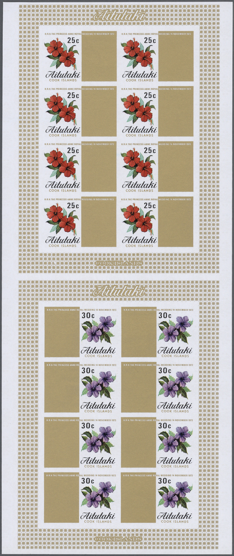 ** Thematik: Flora, Botanik / Flora, Botany, Bloom: 1973, Aitutaki. Collective Proof For The Complete Set "Wedding Of Pr - Other & Unclassified