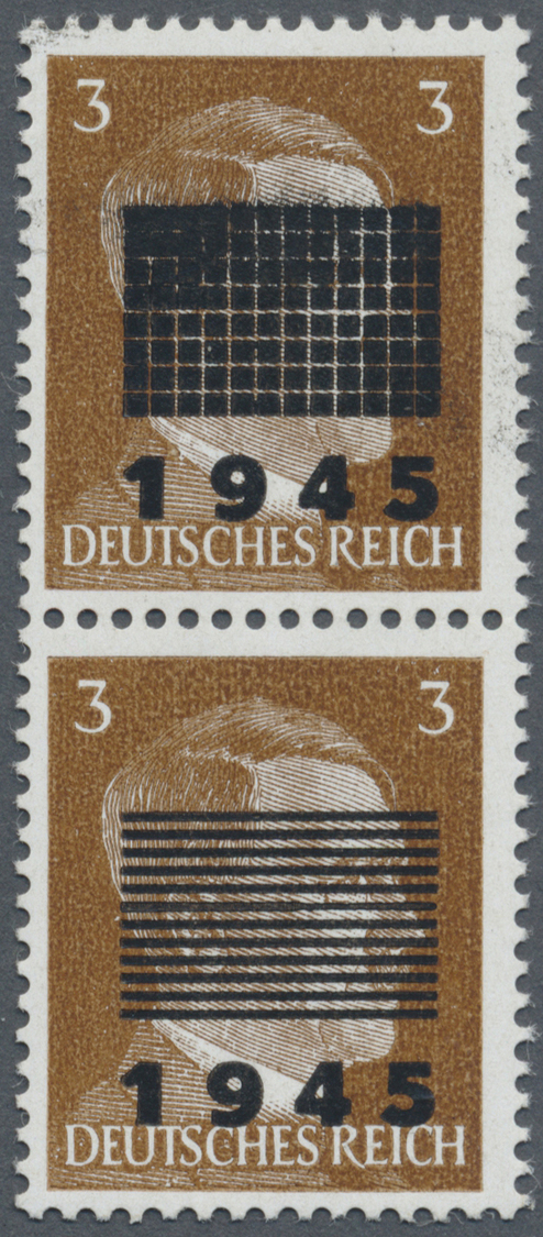 ** Deutsche Lokalausgaben Ab 1945: Netschkau-Reichenbach: 1945, 3 Pfg. Im Senkrechten Paar, Obere Marke - Autres & Non Classés