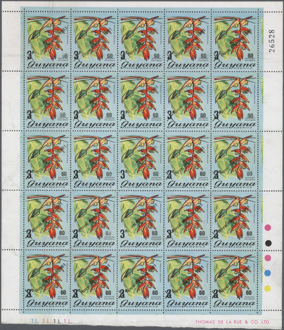 ** Thematik: Flora-Orchideen / Flora-orchids: 1981, Guyana. Surcharge 60c On 3c With Diagonal Overprint "Royal Wedding 1 - Orchids