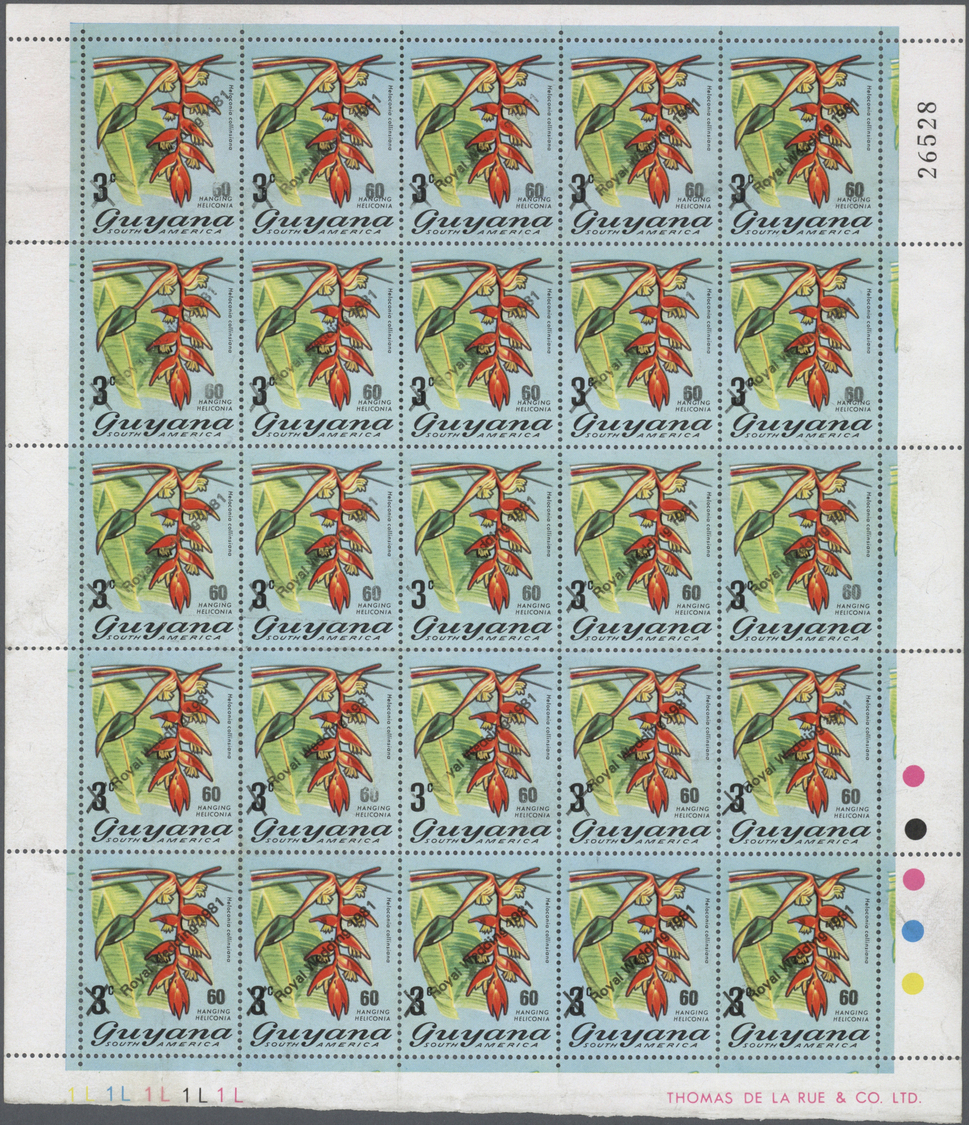 ** Thematik: Flora-Orchideen / Flora-orchids: 1981, Guyana. Surcharge 60c On 3c With Diagonal Overprint "Royal Wedding 1 - Orchideen