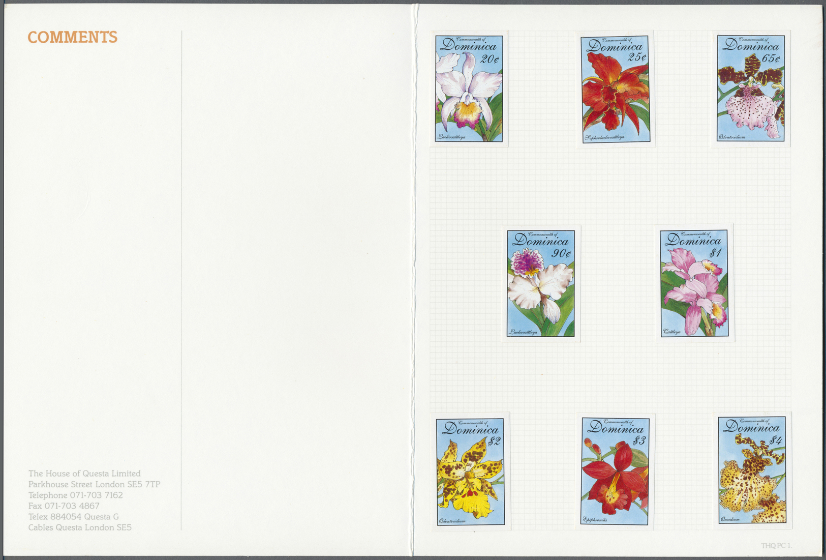 Thematik: Flora-Orchideen / Flora-orchids: 1994, Dominica. Imperforate Proofs In Issued Colors For The ORCHIDS Series (8 - Orchids
