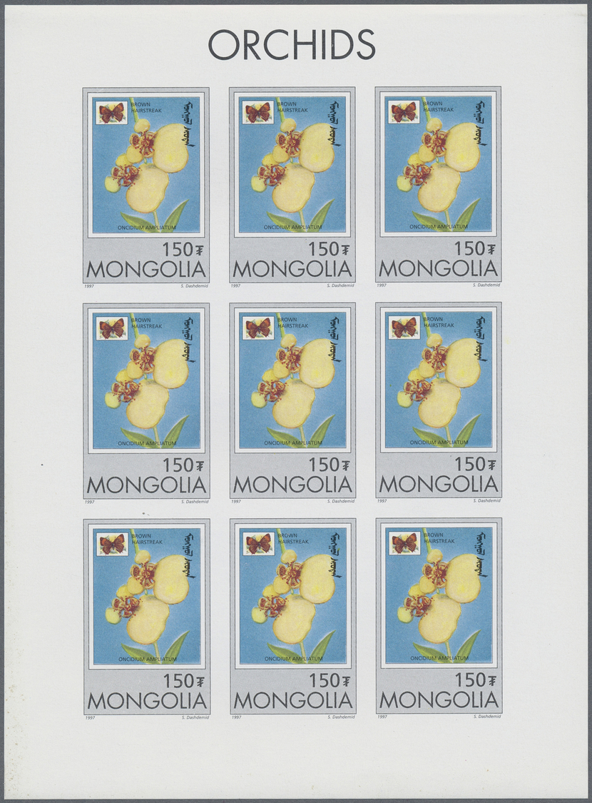 ** Thematik: Flora-Orchideen / flora-orchids: 1997, MONGOLIA: Orchids 'Oncidium ampliatum' 150t. sheetlet of nine stamps