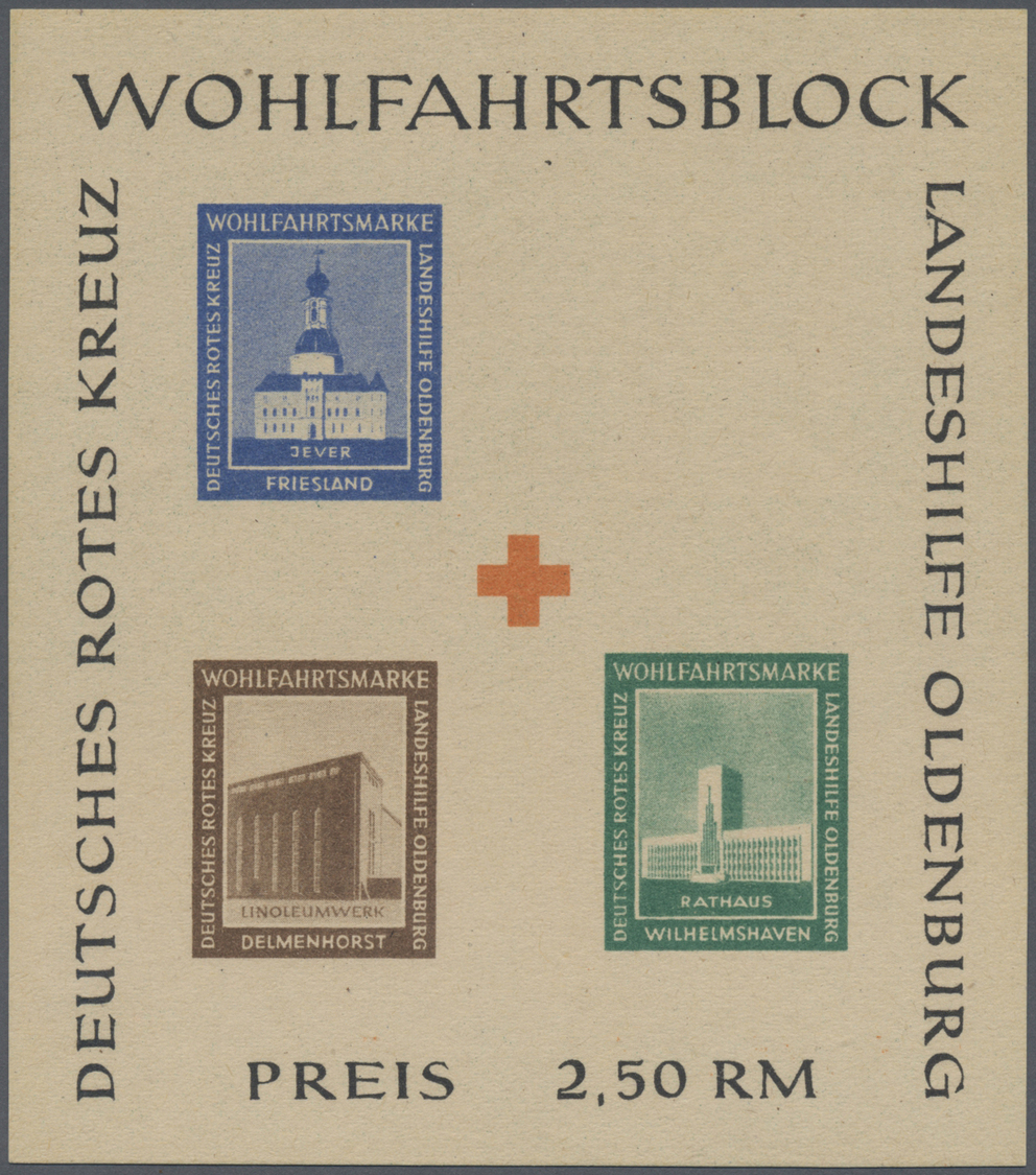 ** Deutsche Lokalausgaben Ab 1945: Oldenburg, 1948, Blockausgabe Per Drei Mal, Je Mit Fehlender (1) Bzw - Altri & Non Classificati