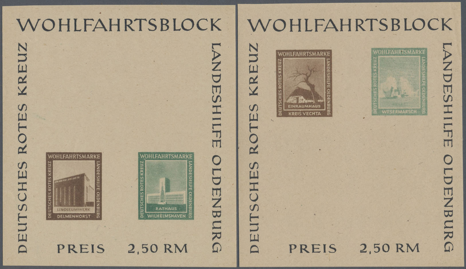 ** Deutsche Lokalausgaben Ab 1945: Oldenburg, 1948, Blockausgabe Per Drei Mal, Je Mit Fehlender (1) Bzw - Altri & Non Classificati