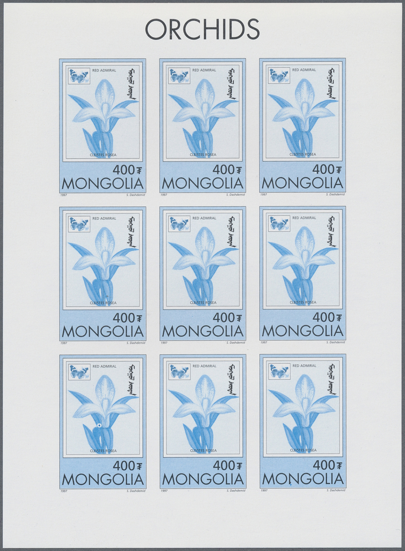 ** Thematik: Flora-Orchideen / Flora-orchids: 1997, MONGOLIA: Orchids 'Cleistes Rosea' 400t. Sheetlet Of Nine Stamps In  - Orchids