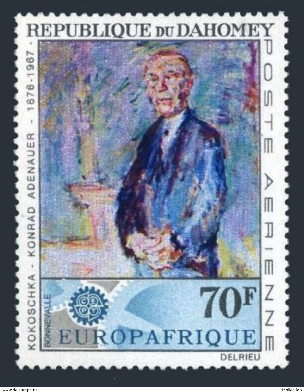 Benin Dahomey 1967 Konrad Adenauer Germany Chancellor Art Painting Portrait Oscar People Stamp MNH Michel 318 SC 58 - Benin - Dahomey (1960-...)