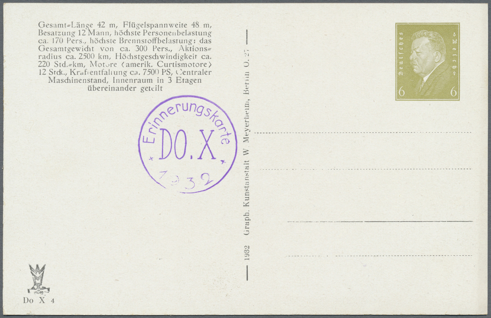 GA Thematik: Flugzeuge, Luftfahrt / Airoplanes, Aviation: 1932, Dt. Reich. Privat-Postkarte 6 Pf Oliv Ebert Mit Rs. Foto - Airplanes