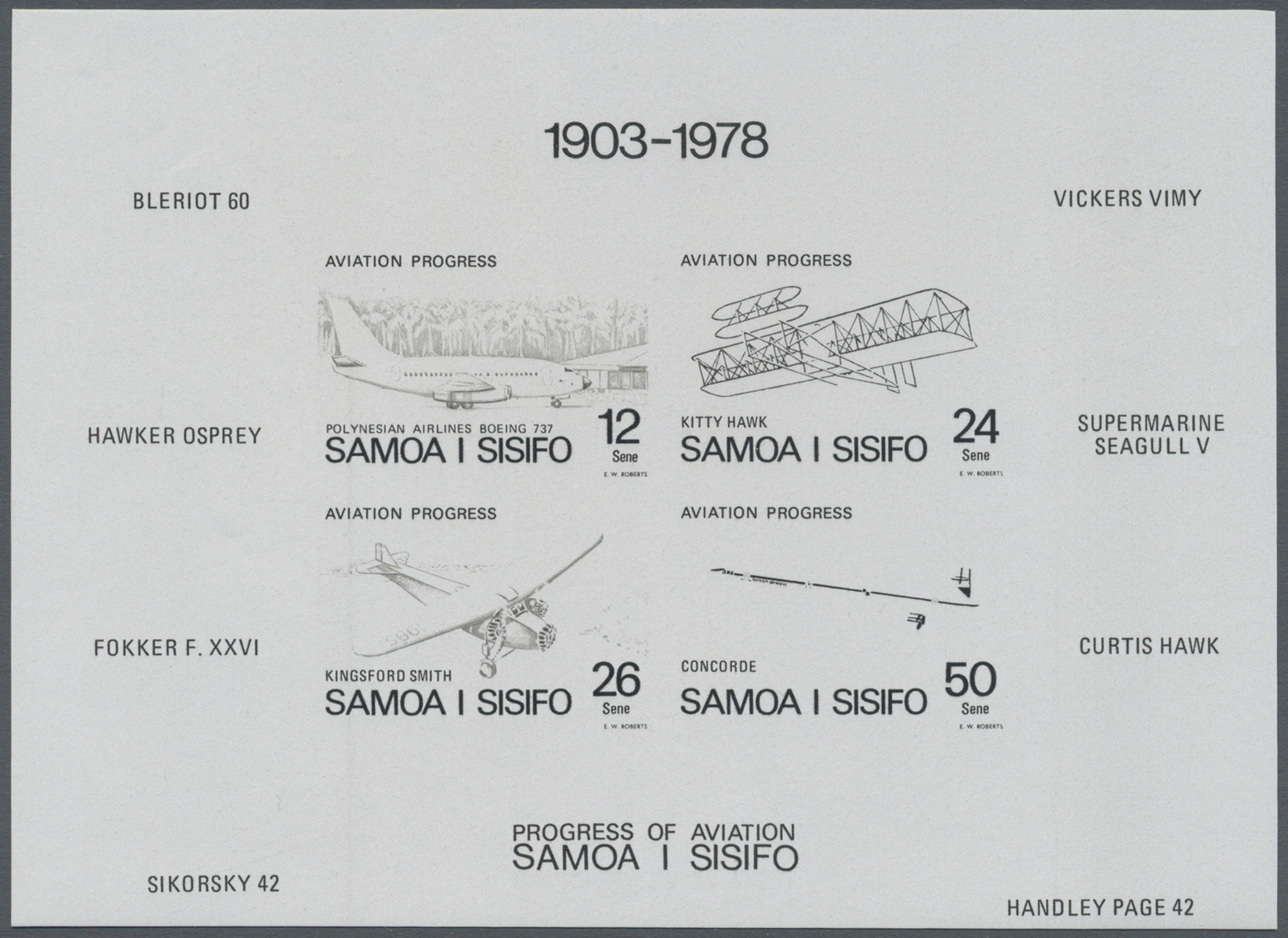 ** Thematik: Flugzeuge, Luftfahrt / Airoplanes, Aviation: 1978, SAMOA: Progress In Aviation Miniature Sheet With Four St - Airplanes