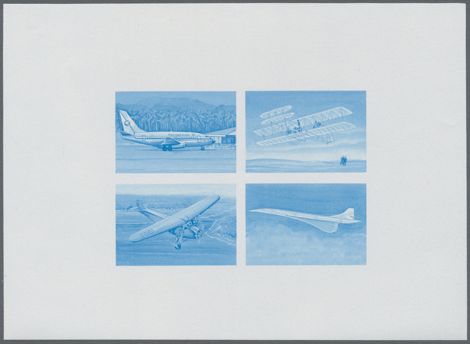 ** Thematik: Flugzeuge, Luftfahrt / airoplanes, aviation: 1978, SAMOA: progress in aviation miniature sheet with four st