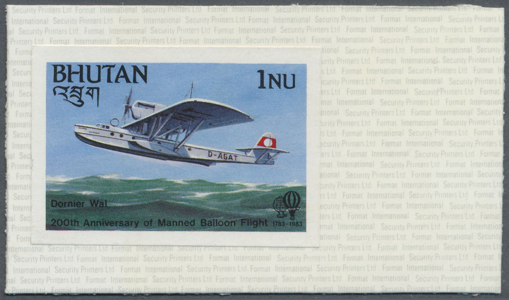 Thematik: Flugzeuge, Luftfahrt / Airoplanes, Aviation: 1983, Bhutan. Imperforate Proof In Issued Colors For The Value Sh - Airplanes