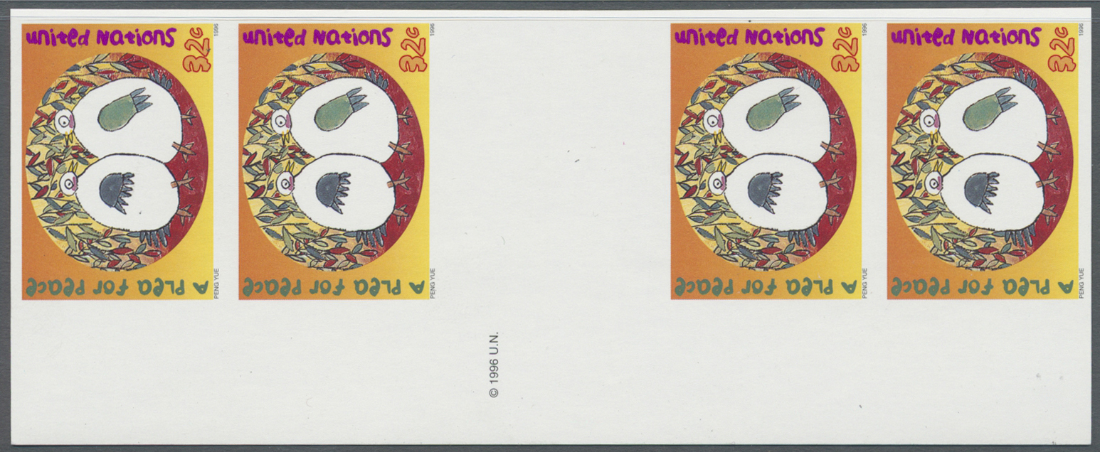 ** Thematik: Frieden / Peace: 1996, UN New York. Imperforate Vertical Gutter Pair With One Additional Stamp At Each End  - Unclassified