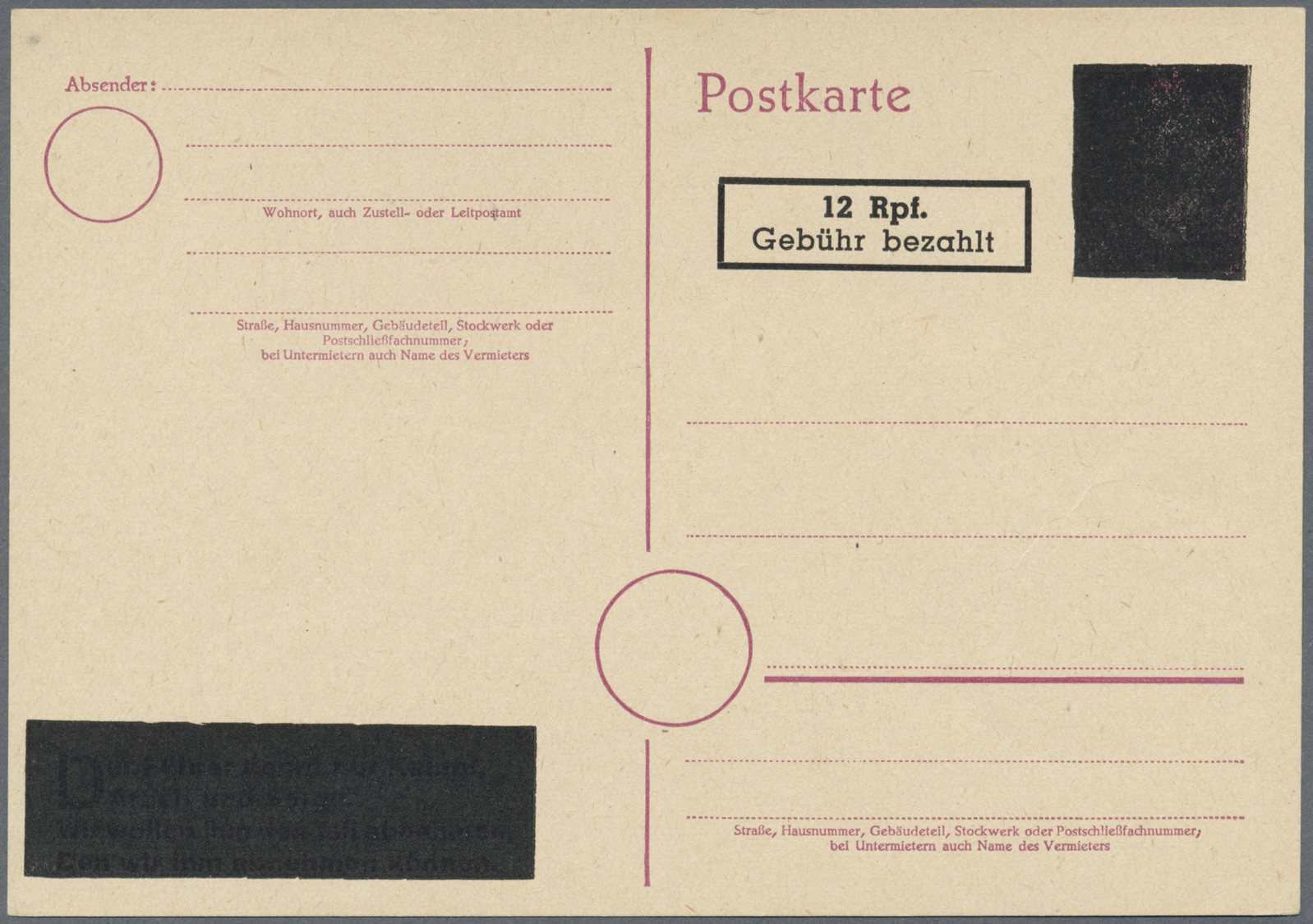 GA Alliierte Besetzung - Aufbrauchsausgaben: Französische Zone: 1946, 12 Rpf. Auf 6 Pfg. Aufbrauch-Ganz - Altri & Non Classificati