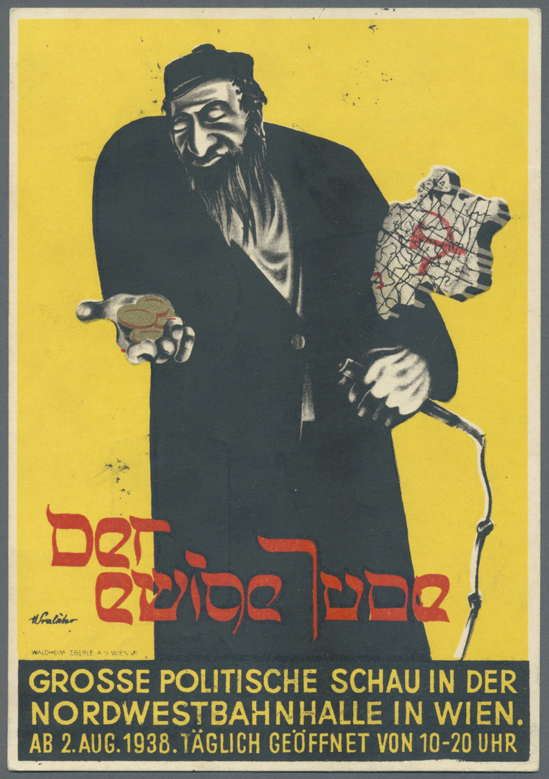 Thematik: Judaika / Judaism: 1938 (22.10.), Österreich, Dreifarbige Propagandakarte 'DER EWIGE JUDE / Grosse Politische - Non Classés