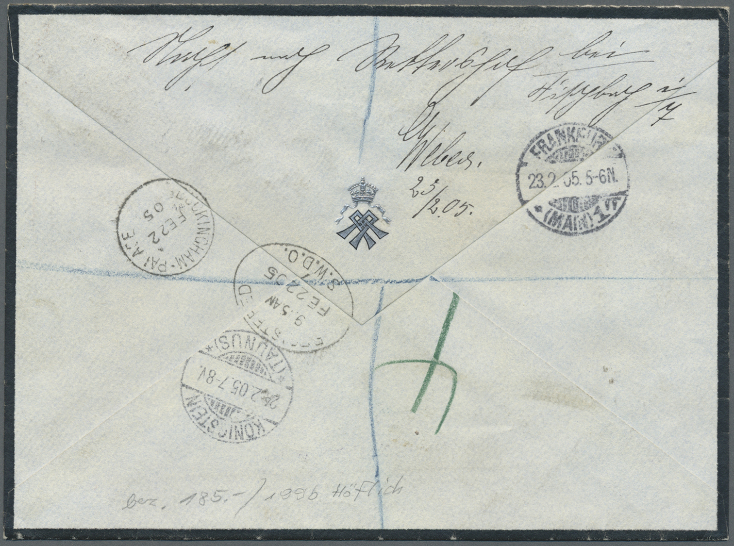 Br Thematik: Königtum, Adel / Royalty, Nobility: 1905, Larger Size Mourning Cover Franked With 2 And 5 D Edward VII Sent - Royalties, Royals