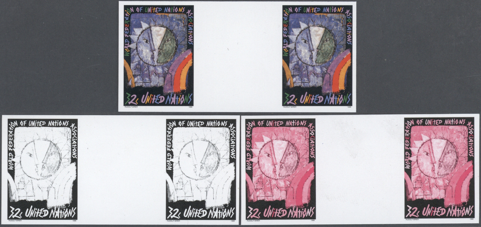 ** Thematik: Malerei, Maler / Painting, Painters: 1996, UN New York. Imperforate Gutter Pair + Progressive Proof (6 Phas - Other & Unclassified