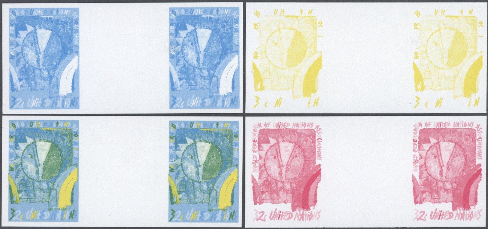 ** Thematik: Malerei, Maler / Painting, Painters: 1996, UN New York. Imperforate Gutter Pair + Progressive Proof (6 Phas - Other & Unclassified