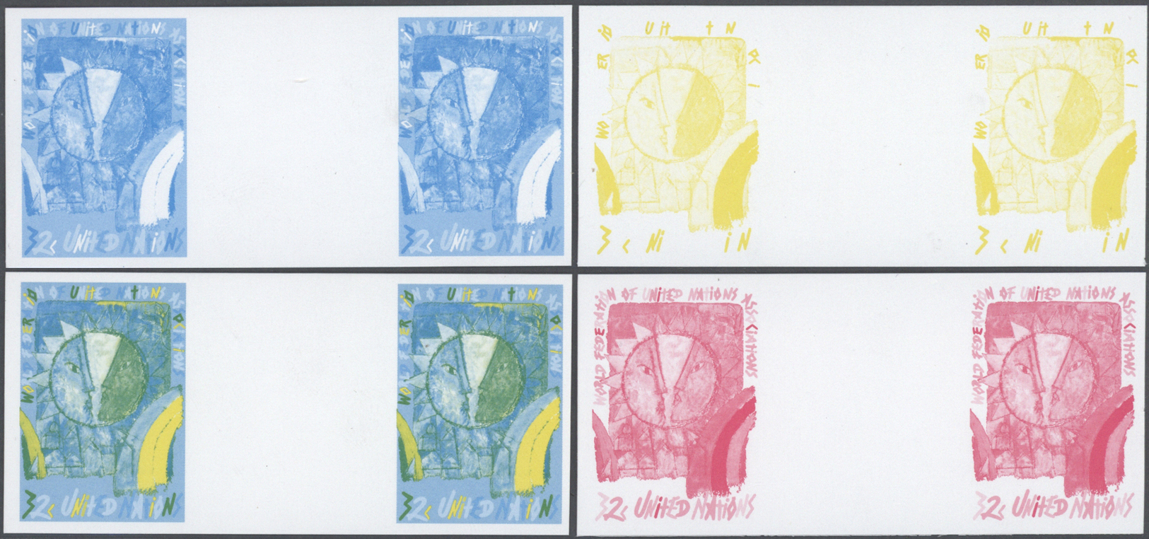 ** Thematik: Malerei, Maler / Painting, Painters: 1996, UN New York. Imperforate Gutter Pair + Progressive Proof (6 Phas - Autres & Non Classés