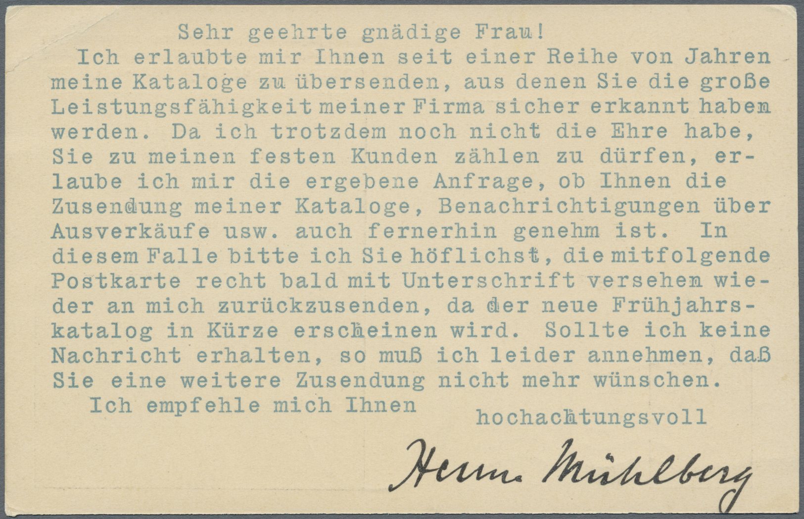 GA Thematik: Marionetten, Puppen / Marionettes, Dolls: 1913, Dt. Reich. Privat-Fragekarte 3 Pf Germania "Herm. Mühlberg  - Unclassified