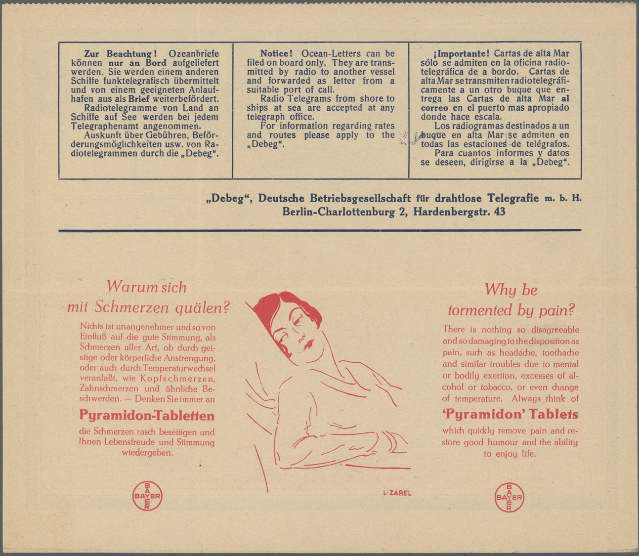 Br Thematik: Medizin, Gesundheit / Medicine, Health: 1920er, Dt. Reich. Reklame Bayer ORTIZON (Mundwasser) Vs. Und Bayer - Medicine