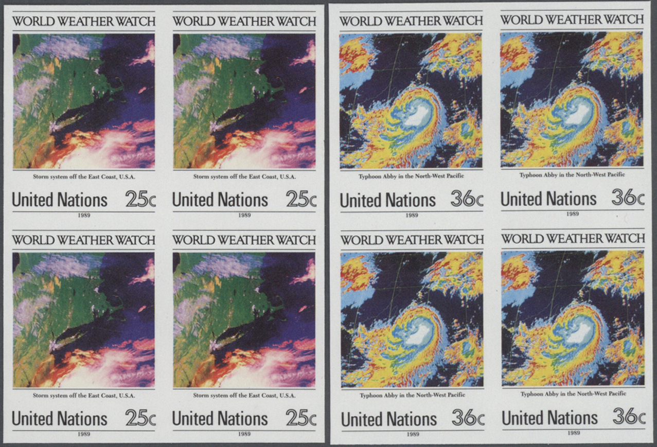 ** Thematik: Meteorologie / Meteorology: 1989, UN New York. Complete Set "World Weather Watch" In 2 Imperforate Blocks O - Climate & Meteorology