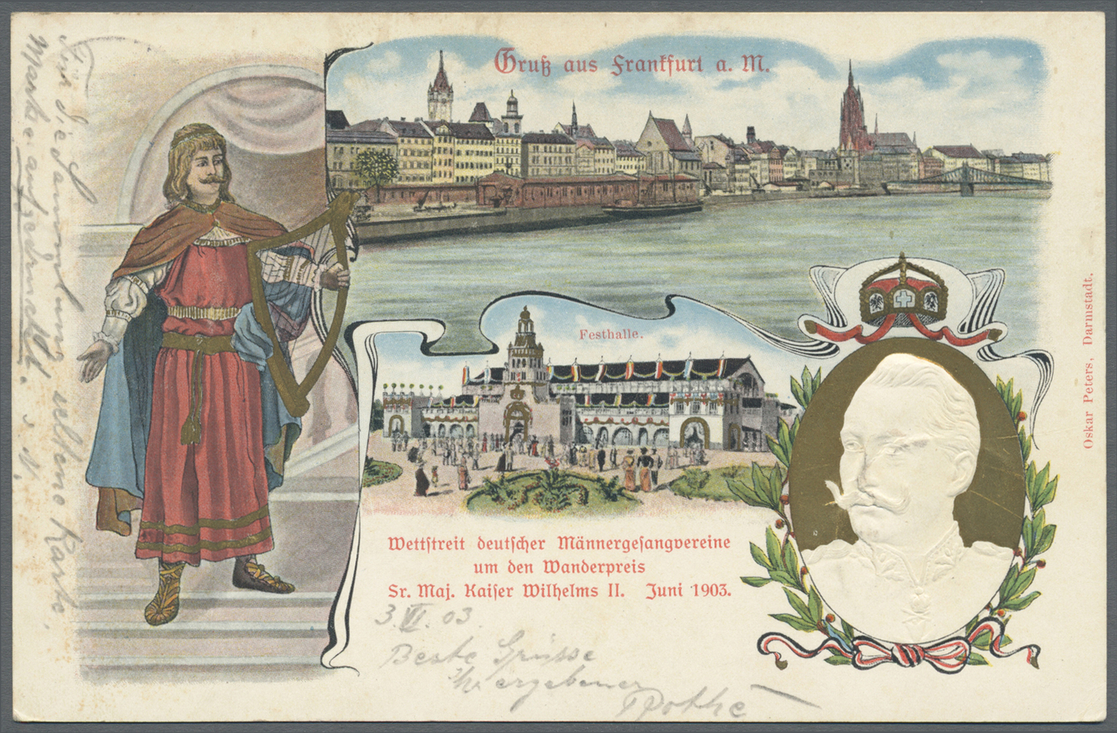 GA Thematik: Musik / Music: 1903, Dt. Reich. Lot Von 2 Privat-Postkarten 5 Pf Germania "Wettstreit Deutscher Männergesan - Music