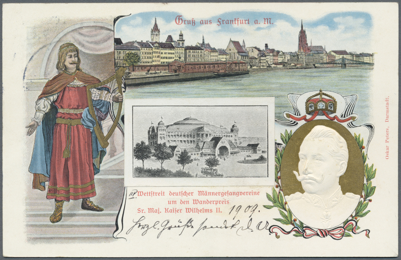 GA Thematik: Musik / Music: 1909, Dt. Reich. Privat-Postkarte 5 Pf Germania "Wettstreit Deutscher Männergesangsvereine U - Music