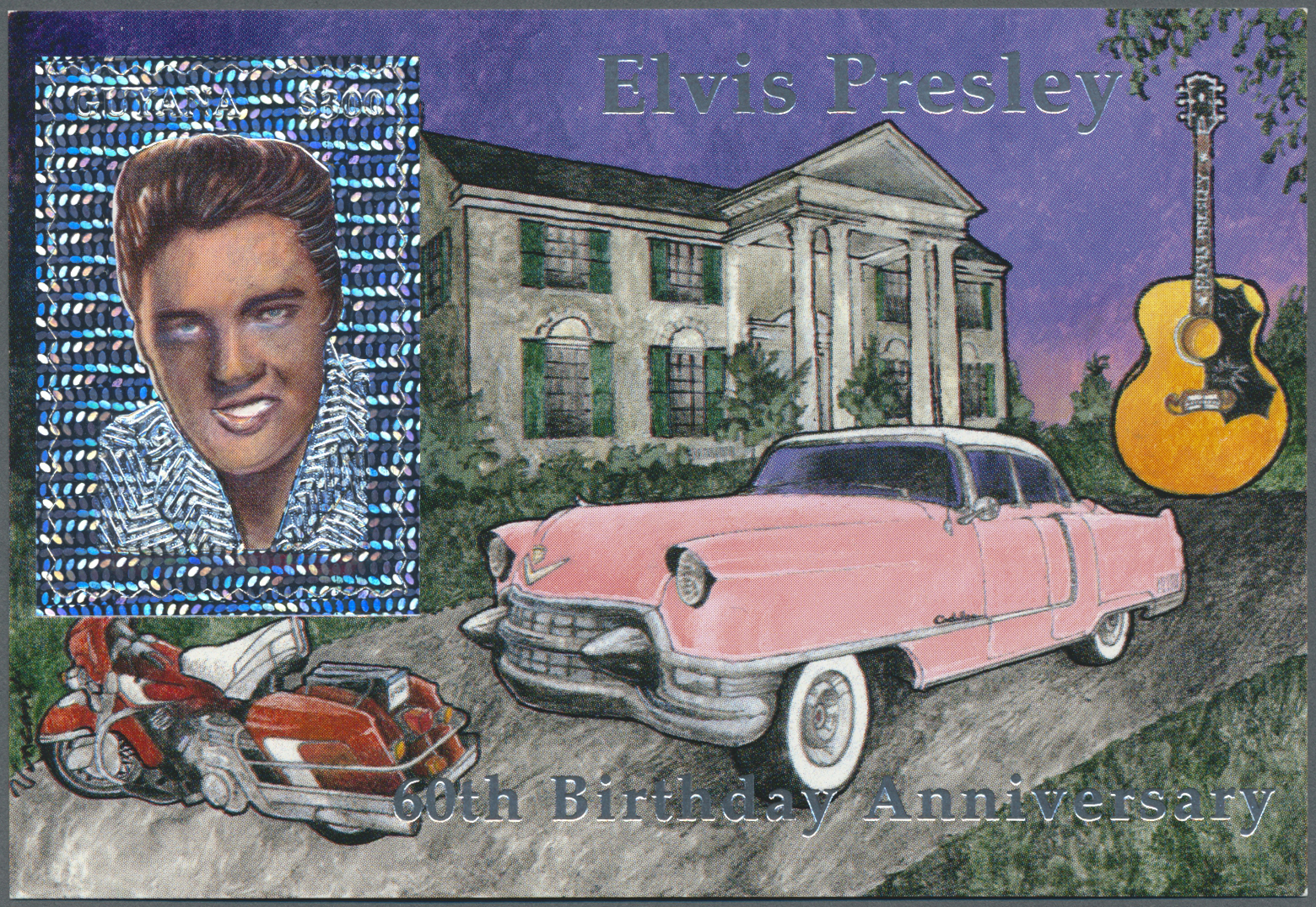 ** Thematik: Musik / music: 1994, 60th birthday of ELVIS PRESLEY with GOLD, SILVER and HOLOGRAM stamps set in perf. shee