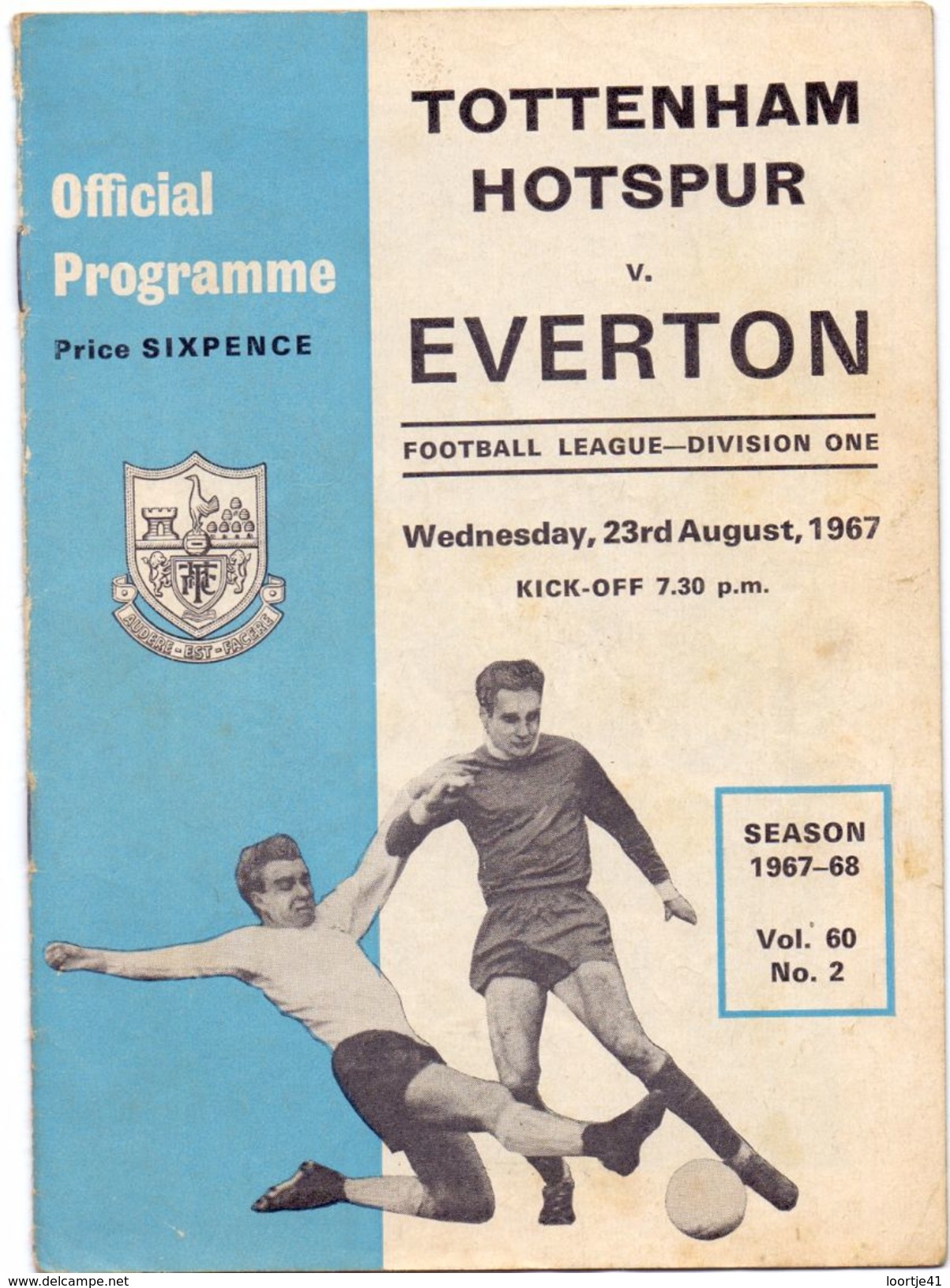 Programma Programme - Football - Voetbal Tottenham Hotspur - Everton - 23 August 1967 - Programs