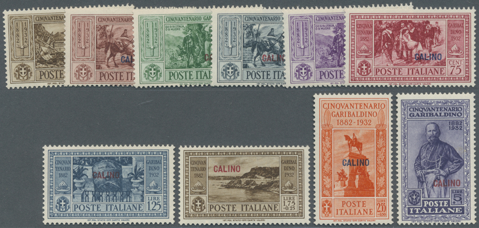 ** Ägäische Inseln: 1932, Garibaldi Marken Von Italien Mit Aufdruck Der 13 Verschiedenen Inselnamen Von CALINO Bi - Aegean