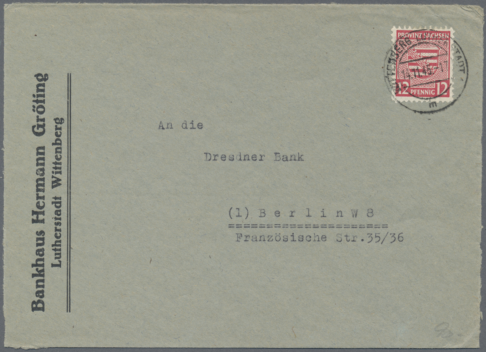 Br Sowjetische Zone - Provinz Sachsen: Bedarfskarte Wittenberg / Lutherstadt  71 XA  Vom 14.11.45 Nach - Other & Unclassified