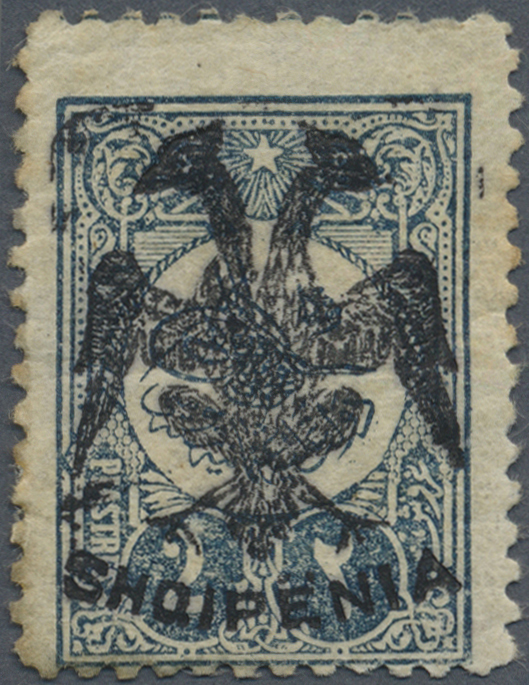 * Albanien: 1913, Double Headed Eagle Overprints, 2pi. Blue-black Mint O.g. With Hinge Remnant And Some Slight T - Albanie