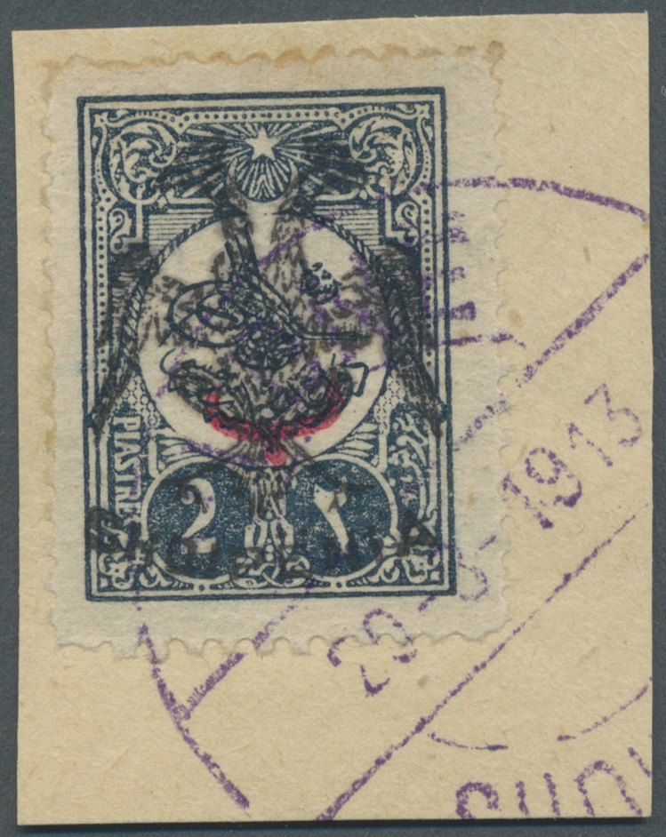 Brrst Albanien: 1913. 2 Pia Schwarzblau, Türkische Auslandspostmarke Mit Rotem Aufdruck "Béhié" Und Albanischem Adle - Albania