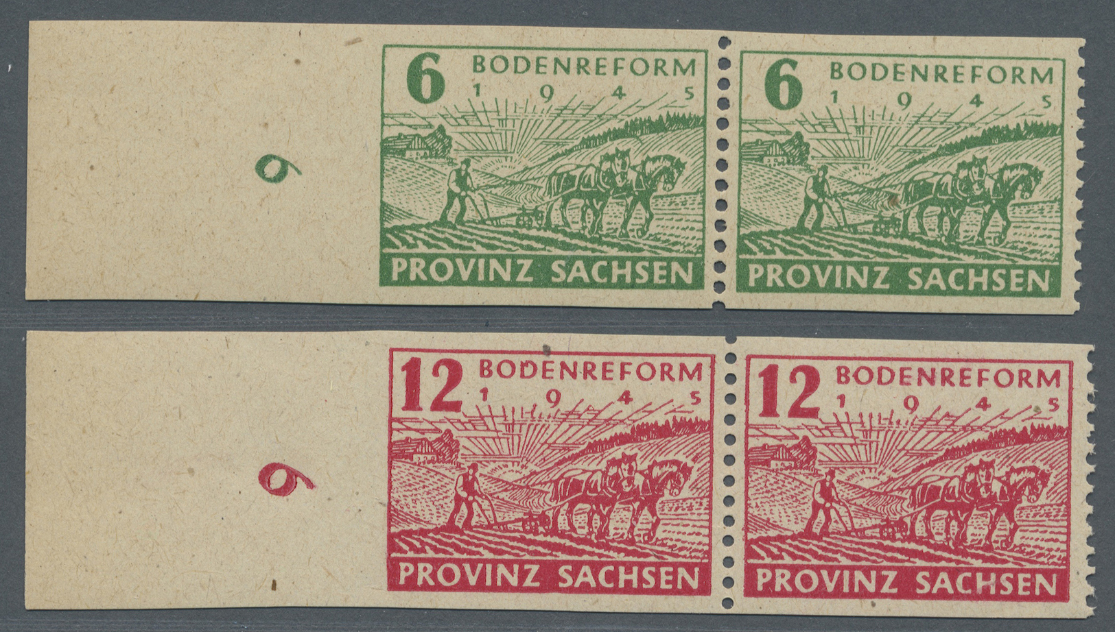 ** Sowjetische Zone - Provinz Sachsen: 1945, 6 Und 12 Pfg. Bodenreform, Postmeistertrennung Wittenberg - Altri & Non Classificati