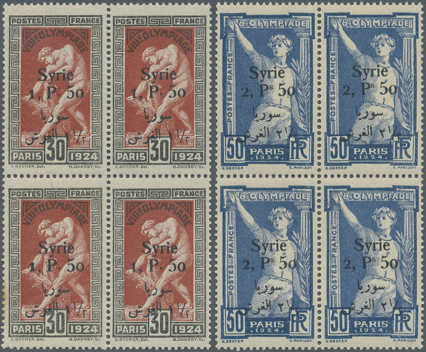 ** Thematik: Olympische Spiele / Olympic Games: 1924, Olympic Games, 4 Values Complete In Blocks Of 4 (0.50 Pi On 10 C.  - Other & Unclassified