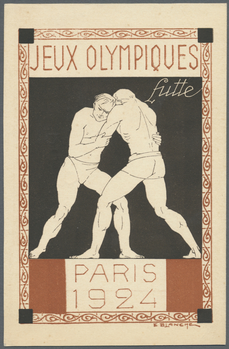 GA Thematik: Olympische Spiele / Olympic Games: 1924, Paris, Frankreich 15 C. Privat-Ganzsachenkarte Mit Abb. "Ringer",  - Other & Unclassified