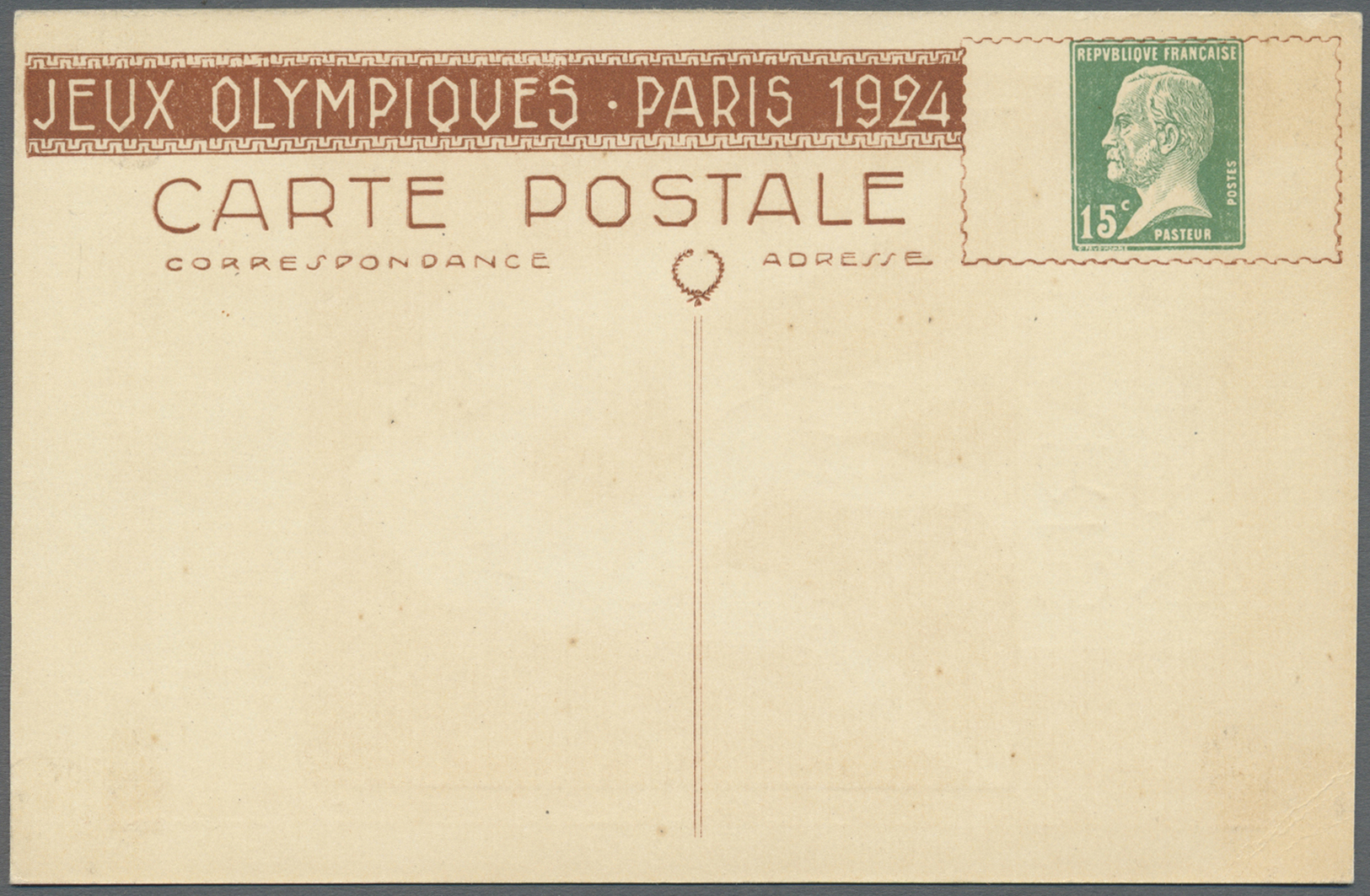 GA Thematik: Olympische Spiele / Olympic Games: 1924, Paris, Frankreich 15 C. Privat-Ganzsachenkarte Mit Abb. "Ringer",  - Other & Unclassified