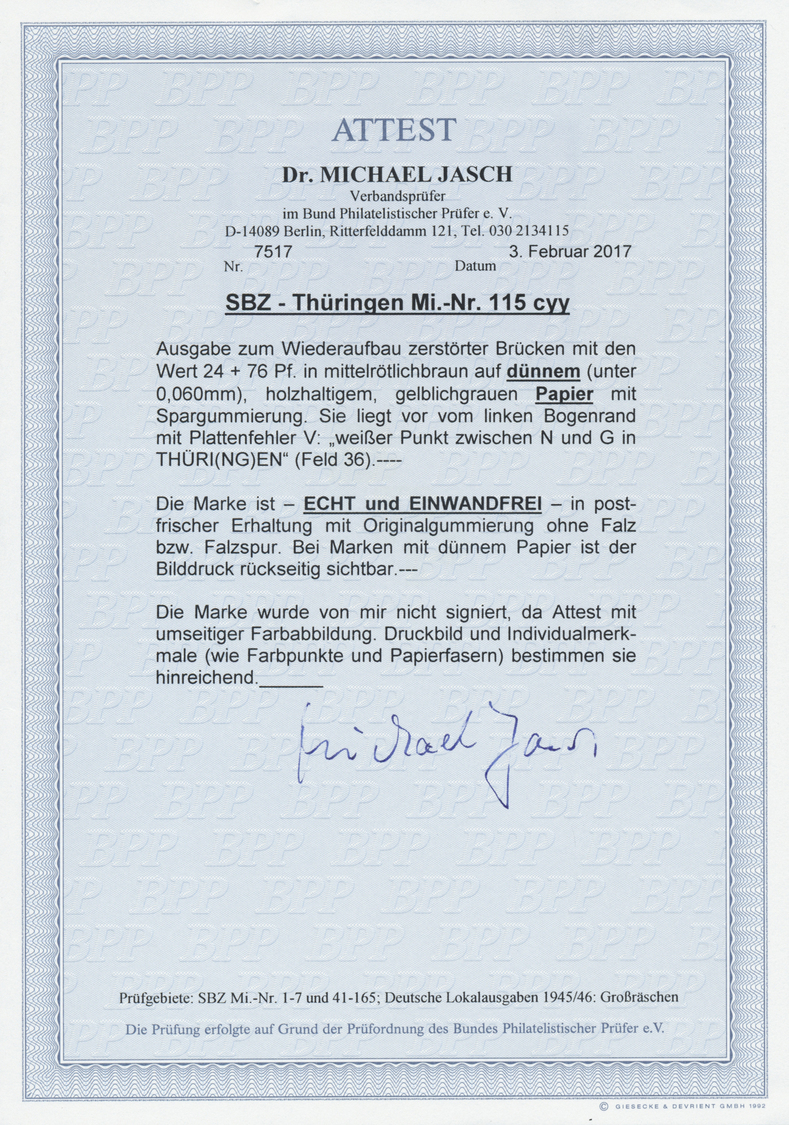 ** Sowjetische Zone - Thüringen: 1946, 24 + 76 Pfg. Wiederaufbau Zerstörter Brücken In Thüringen Auf Dü - Altri & Non Classificati